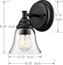 Moder 1-Light Black Wall Sconce Clear Glass Bell Shape Light Fixtures for Farmhouse, Bathroom, Living Room, Stairway Set of 2 by CozyNest Decor