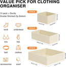 DIMJ Drawer Organizer Clothes 15 Pack - Foldable Baby Organizers and Storage & Dresser Organizer for Bedroom, Closet - Nursery Organization Dresser Dividers for underwear, Sock,Bra, Belt, Tie, Beige by CozyNest Decor