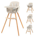HONEY JOY High Chair, 3-in-1 Eat & Grow Wooden Highchair/Booster Seat/Toddler Chair with Removable Tray, 5-Point Harness, PU Cushion and Footrest for Baby, High Chair for Babies and Toddlers(Beige) by TinyTreasures Baby Boutique