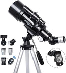 Telescope 70mm Aperture 500mm - for Kids & Adults Astronomical Refracting Telescopes AZ Mount Fully Multi-Coated Optics, with Diagonal Mirror Phone Adapter, Carrying Bag, Wireless Remote Black by TinyTreasures Baby Boutique