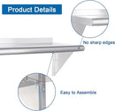 HARDURA Stainless Steel Shelf 14" x 72", 352lb Commercial Shelves Wall Mount Metal Shelving with Backsplash and Brackets for Kitchen, Restaurant, Laundry Room and Home by CozyNest Decor