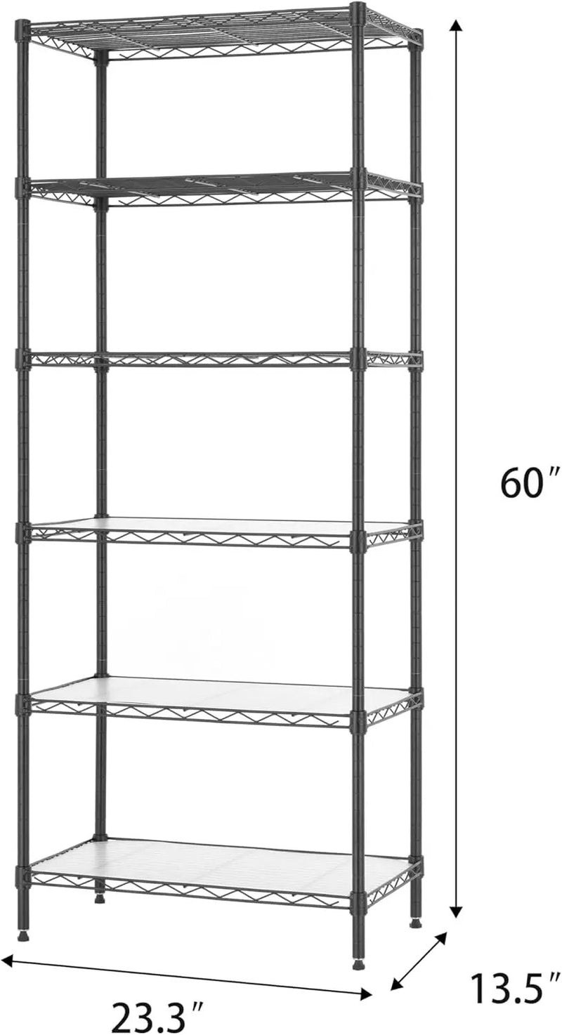 Finnhomy 6-Tier Wire Shelving Unit - Adjustable Steel Wire Rack with 6 Shelves, PE Mat and Stable Leveling Feet, NSF Certified, Black, photo 3 of 6