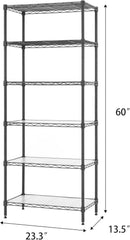 Finnhomy 6-Tier Wire Shelving Unit - Adjustable Steel Wire Rack with 6 Shelves, PE Mat and Stable Leveling Feet, NSF Certified, Black by GreenHaven Gardens