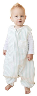 Tealbee Dreamsuit: Toddler Sleep Sack with Feet 3T 4T - 1.5 TOG Winter Baby Wearable Blanket for Walkers - Rayon made from Bamboo, Cotton Sleep Bag - Minty Stripes by TinyTreasures Baby Boutique