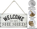 Welcome To My She Shed Decor Sign, Printed Wood Wall Art Sign, Funny Bar Signs for She Shed Room Decor, Hanging Wood Sign Home Decorative, Rustic Farmhouse Welcome Wood Sign Decor Wall Art 12x6 in by CozyNest Decor