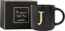 COLLECTIVE HOME - Monogram Ceramic Mugs, 15 oz Golden Initial Black Coffee Cups, Elegant Alphabet Tea Mugs, Elegant Personalized Mug with Gift Box, Unique Mug with Double Side Capital Lette (J) by CozyNest Decor
