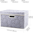 PRANDOM Collapsible Storage Cubes with Lids Fabric Decorative Storage Bins Boxes Organizer Containers Baskets with Cover Handles for Bedroom Closet Living Room 14.9x9.8x9.8 Inch 3 Pack by TinyTreasures Baby Boutique
