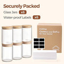 ComSaf 1 Qt Glass Storage Containers with Lids, Glass Jars with Lids, Clear Food Storage Jar, Round Canister Set of 6, Pantry Organizers for Cookie Pasta Flour Rice Tea Coffee Bean by CozyNest Decor