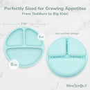 WeeSprout Silicone Plates with Lids for Babies & Toddlers (3 Pack) 100% Food-Grade Dishes for Self Feeding, Divided Design & Raised Edges for Picky Eaters, Dishwasher & Microwave Safe Weaning Supplies by TinyTreasures Baby Boutique