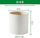 Docrin Ceramic Planters Indoor: 8 Inch Plant Pot with Drainage Holes for Home/Office - White Honeycomb by GreenHaven Gardens