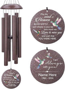Sympathy Wind Chimes, 36inch Personalized Hummingbird Wind Chime, Memorial Gifts for Loss of Loved One, Wind Chimes in Loving Memory of Dad/Mom, Condolences Gifts for Funeral by CozyNest Decor