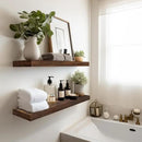 LaVie Home Floating Shelves, 24 Inch Wall Shelf Set of 2, Hanging Shelf with Invisible Brackets, Wall Decor for Bathroom, Bedroom, Living Room, Kitchen Storage, Rustic Brown by CozyNest Decor