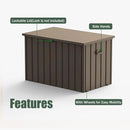 Domi Deck Box 160 Gallon, Waterproof Lockable Steel Outdoor Storage Container for Outside Cushions, Garden Tools and Pools Equipment, Brown by GreenHaven Gardens