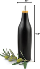 Black Ceramic Olive Oil Dispenser Bottle 16 Oz Container for EVOO or Vinegar, Kitchen Counter Design by CozyNest Decor