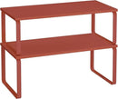 SONGMICS Cabinet Organizer Shelf, Set of 2 Kitchen Counter Shelves, Kitchen Storage, Spice Rack, Stackable, Expandable, Metal and Engineered Wood, Mandarin Red UKCS200Y02