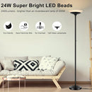 BoostArea Torchiere Floor Lamp, 30W Super Bright LED Standing Lamp, Stepless Dimmable Pole Lamp with 3000K Lighting, Rotary Switch, 70 Inch Tall Metal Modern Floor Lamps for Living Room/Bedroom Black by CozyNest Decor