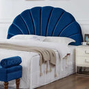 24KF Stunning Crown Design King Headboard, Upholstered Soft Velvet Petal Pattern Headboard King/CA King-6039-K-Navy by CozyNest Decor