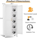 White Pantry Storage Cabinet,71" Kitchen Pantry with Doors and 4 Adjustable Shelves, Metal Storage Cabinet, for Office, Home, Garage, School by CozyNest Decor