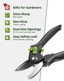 Garden Shears Set: 8.5" Bypass Pruning Shears & 6.5" Straight Trimming Scissors, Ultra-Sharp Garden Scissors with Stainless Steel Blades, Safety Lock, Gardening Gifts for Women Men, 2 Pack by GreenHaven Gardens