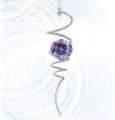 Wind Spinner Spiral Tail, Gazing Ball Spiral, Decorative Sun Catcher Rainbow Maker 11inch Tail and 2 inch Purple Crystal Orb with Swivel Hook, Indoor & Outdoor Garden Decoration 13" Height by GreenHaven Gardens