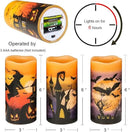 Wondise Halloween Flameless Flickering Candles with 6hrs Timer, Battery Operated Candles with Halloween Decals Real Wax LED Pillar Candles for Halloween Home Table Decor (3 x 6 Inches), Orange by CozyNest Decor