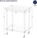 HMYHUM Acrylic Bar Cart, Rolling Serving Cart with 4 Lockable Wheels for The Home Bar, Kitchen, Living Room, Modern, 2-Tier, 23.6" L x 15" W x 30" H, Clear by CozyNest Decor