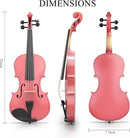 3/4 Beginner Violin Kit, Complete Violin Set with Case, Bow, Rosin, Pink by TinyTreasures Baby Boutique