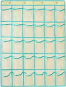 Classroom Pocket Chart for Phone Calculator Holder Over The Door Hanging Closet Jewelry Organizer with 30 Clear Pockets (BEIGE) by CozyNest Decor