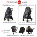 Stroller Sun Shade - Universal UV Protection Cover for Strollers Sunshade with See Through, Clip-On Sun Blocker, Sun Shield for Baby, Breathable Adjustable Fit, Full Coverage, XL Black by TinyTreasures Baby Boutique