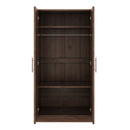 2 Door Wooden Wardrobe Armoire With 3 Storage Shelves - Brown by HouseOfZazla