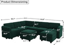 Belffin Modular Sectional Sofa with Storage Seat Oversized U Shaped Couch with Reversible Chaise Velvet Sofa Set with Ottoman Green by CozyNest Decor