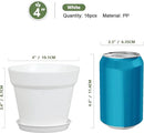 4 inch Small Plastic Nursery Pots, Seedling Pots, 16 Pack Plant Pots for Indoor Outdoor Plants, Flower Pots with Drainage Holes and Saucers, Decorative Planters for House Plants, White by GreenHaven Gardens