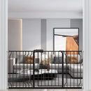 WAOWAO Baby Gate 62.19-66.92" Extra Wide Pressure Mounted Walk Through Swing Auto Close Safety Black Metal Toddler Kids Child Dog Pet Puppy for Stairs,Doorways,Kitchen by TinyTreasures Baby Boutique