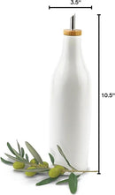 kitchentoolz Ceramic Olive Oil Dispenser Bottle - Vinegar EVOO Soy Sauce Holder - Minimalist White Kitchen Accessories - 16.9 oz Kitchen Oil Cruet Pour Bottle by CozyNest Decor