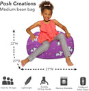 Posh Creations Bean Bag Chair for Kids, Teens, and Adults Includes Removable and Machine Washable Cover, 27in - Medium, Canvas Unicorn and Rainbows on Purple by TinyTreasures Baby Boutique