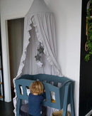 Bed Canopy with Frills Reading Nook Game Tent for Kids Boho Hanging Net Play Room Decor(Light Grey) by TinyTreasures Baby Boutique