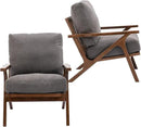 HNY Set of 2 Mid Century Accent Chair, Upholstered Armchair with Wood Frame and Canvas Cushions, Leisure Reading Chair Slipper Chair for Living Room, Bedroom, Gray by CozyNest Decor