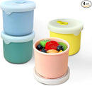 8.5 OZ Silicone Food Storage Containers, Baby Food Storage Jars with Airtight Lids and Snack Cup Lid, Freezer, Microwave and Dishwasher Safe, Reusable Snack Containers for Kids, Infant, Toddler, 4 Pcs by TinyTreasures Baby Boutique