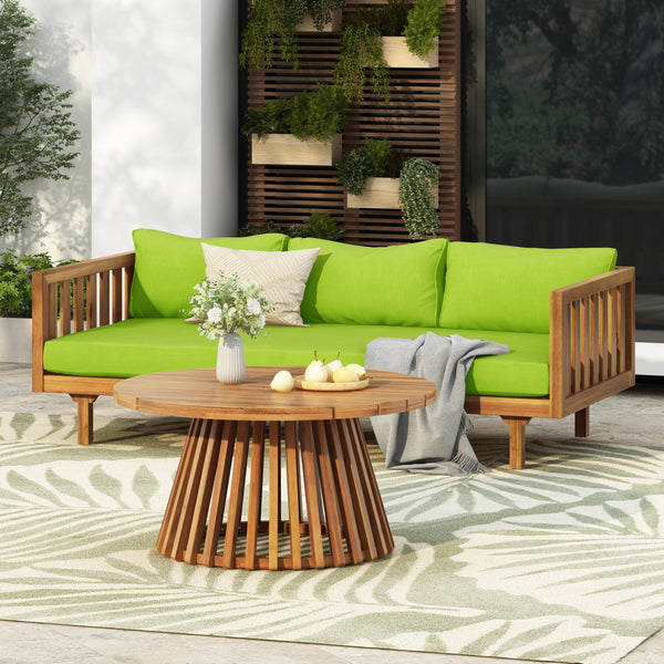 Acacia Wood Patio Furniture Set: Outdoor Daybed & Coffee Table, photo 2 of 10