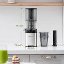 AMZCHEF Cold Press Juicer, Juicers Machines - 5.4" Large Feed Chute for Whole Fruits & Vegetables, Stainless Steel Slow Masticating Juice Easy to Clean, Large Auger, Triple Strainers, Silver by CozyNest Decor