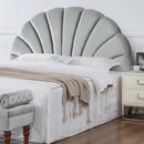 24KF Stunning Crown Design King Headboard, Upholstered Soft Velvet Petal Pattern Headboard King/CA King-Gray by CozyNest Decor