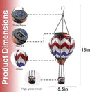 Hot Air Balloon Solar Lantern with Flickering Flame, Glass Hanging Garden Lights Outdoor Waterproof for Tree Yard Patio Mother's Day Gift, 18" H Wavy-Blue Red White by GreenHaven Gardens