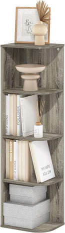 Furinno Pasir 4-Tier Corner Open Shelf Bookcase, French Oak by TinyTreasures Baby Boutique