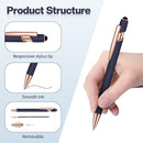 8 Pieces Ballpoint Pen with Stylus Tip Black Ink 2 in 1 Stylus Metal 1.0 mm Medium Point Smooth Pen Rainbow Colorful Rubberized Ballpoint for Touch Screen Tablet(Red, Green, Navy, Black) by TinyTreasures Baby Boutique