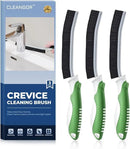 Crevice Cleaning Brushes, Scrub Brush for Hard to Reach Small Space, Home Essentials, Cleaning Supplies, Cleaning Tools for Household Use, Bathroom, Shower, Kitchen, Toilet, Window (3, Green) by CozyNest Decor