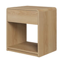 Bedside Table Set With Storage Drawers And Open Shelves, Compact With Rounded Corners (Set of 2) - Oak by HouseOfZazla