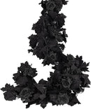 RECUTMS Black Artificial Flower Garland Fake Rose Vine Hanging Rose Vines Fall Maple Garland with Floral,Black Hanging Flowers for Gothic Wedding Decor Autumn Party Halloween Decor by CozyNest Decor