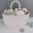 Baby Diaper Caddy Organizer for Girl Boy Cotton Rope Nursery Storage Bin Basket Portable Holder Tote Bag for Changing Table Car Travel Baby Shower Gifts Newborn Essentials Registry Must Haves White by TinyTreasures Baby Boutique