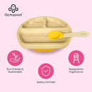 Abiie Octopod Bamboo Dish - Kids Plates for 4 months and up, 3-Compartment Baby Plates with Suction, Triangle Bamboo Baby Plate, Mess-Free Toddler Suction Plates, Baby Feeding Supplies, 8.3x1.9x7.7 in by TinyTreasures Baby Boutique