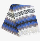 Del Mex Classic Mexican Blanket, Large Authentic Woven Falsa Throw (70"x50"), Artisan Southwest Décor for Beach, Yoga, Outdoors (Blue) by CozyNest Decor